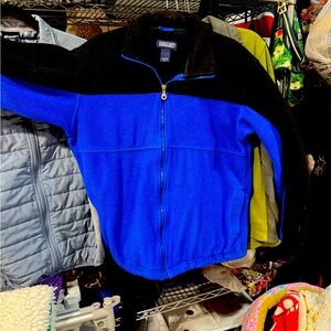 Lands' End Blue and Black Fleece